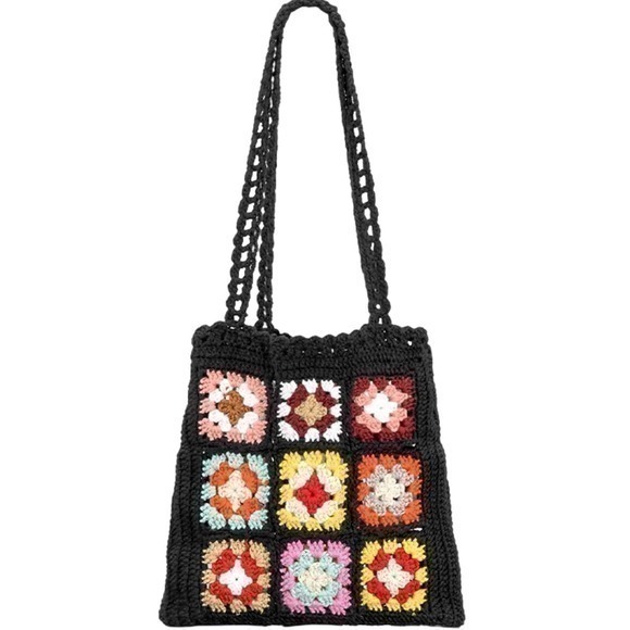 Crochet Granny Square Knit shoulder bag - Picture 1 of 6